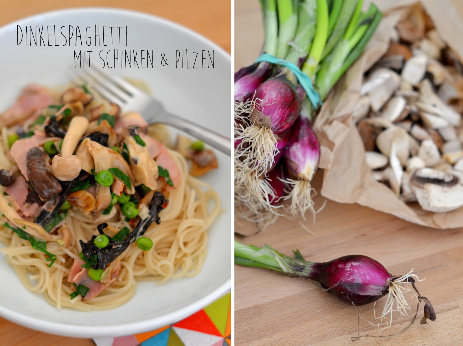 Spaghetti mit Schinken und Pilzen