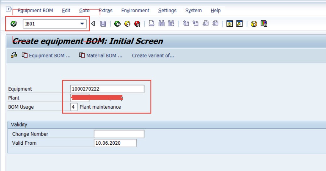 Create Equipment BOM in SAP IB01 Jho 347