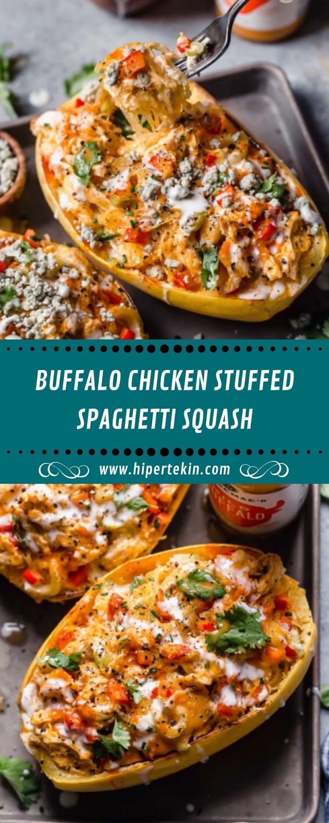 BUFFALO CHICKEN STUFFED SPAGHETTI SQUASH