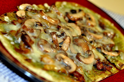 Grilled Spinach Flatbread with Caramelized Onions, Mushrooms, and Fontina Cheese - Photo by Michelle Judd of Taste As You Go