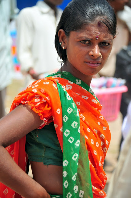 portrait indian tribal woman women girl tarnetar gujarat fair festival colourful face