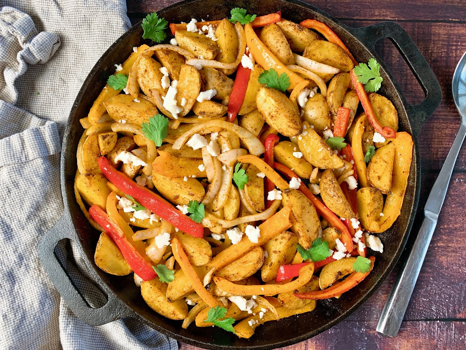 Roasted Fajita Potatoes with Cotija
