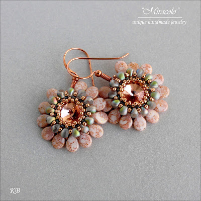kolczyki z koralikami pip, pip beads earrings