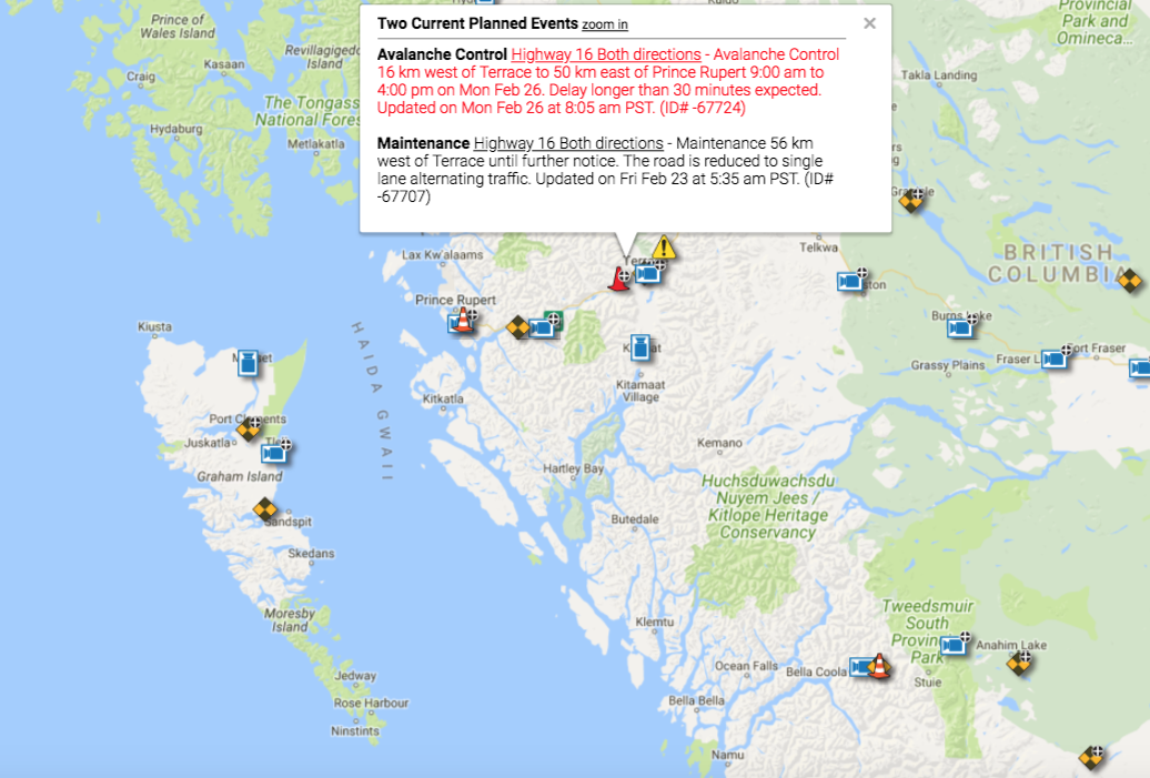 North Coast Review Avalanche Control, means Highway delays today from