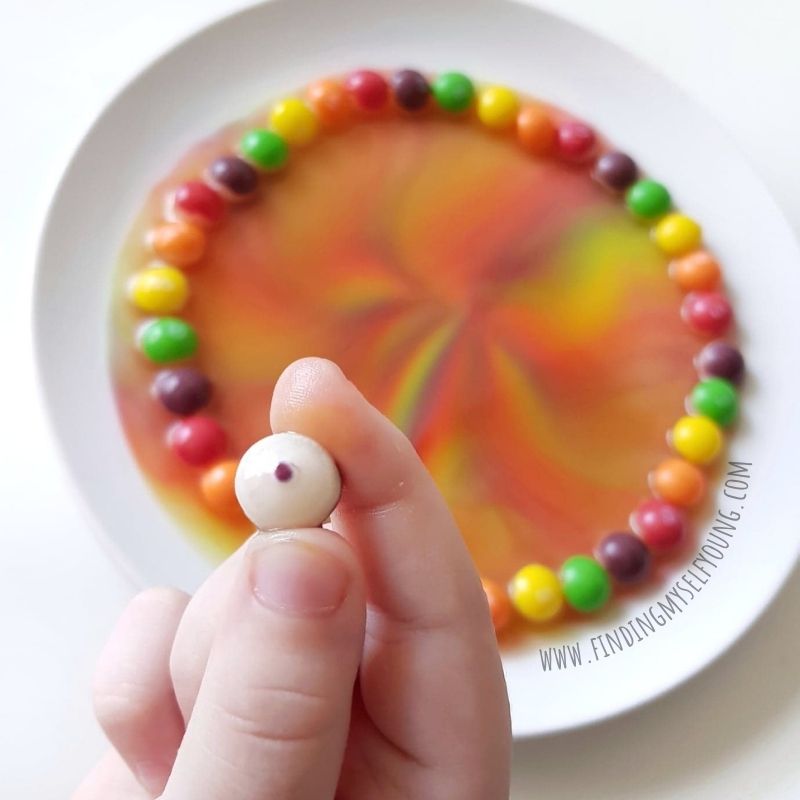 skittles after the colouring has dissolved into water