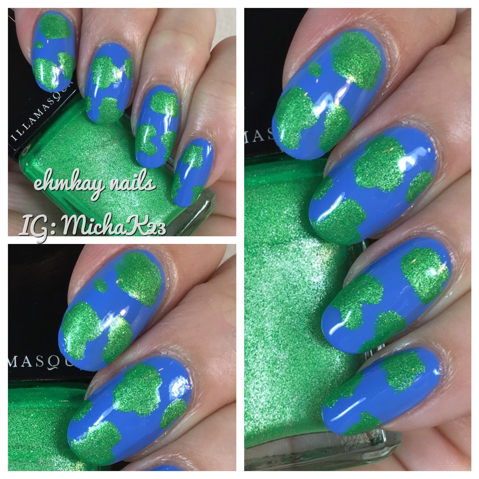 ehmkay nails Earth Day Nails! Earth Nail Art with Illamasqua Cameo and