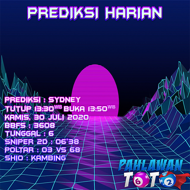Prediksi Harian Sydney, Kamis 30 Juli 2020 Paito Warna