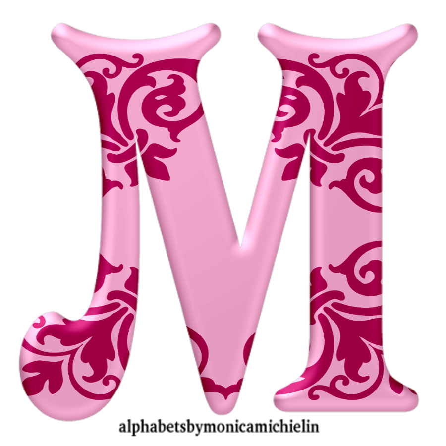 M. Michielin Alphabets: SOFT PINK AND WINE DAMASK ALPHABET, ICONS AND ...