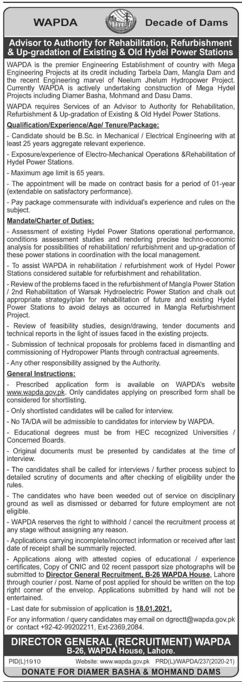 WAPDA Jobs 2021 - Latest Jobs in WAPDA (Apply Online) - Water And Power Development Authority Wapda Jobs 2021 WAPDA Jobs 2021 - Latest Jobs in WAPDA (Apply Online) - Water And Power Development Authority Wapda Jobs 2021