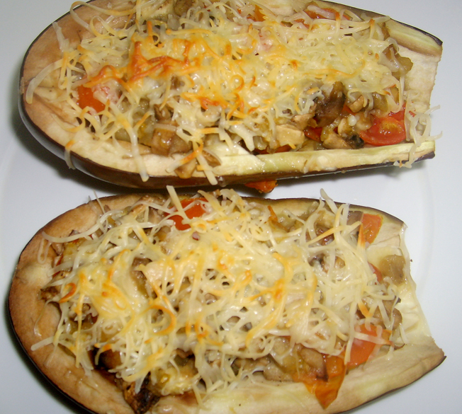 500carambolas Berenjena rellena de champiñones y