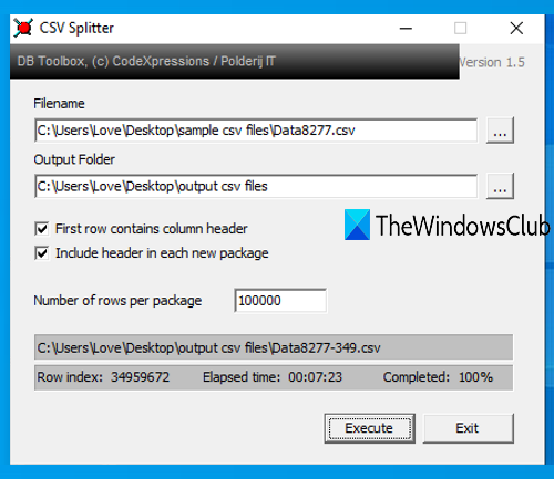 CSV Splitter-software