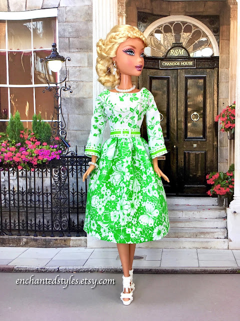  Green and White My Scene Barbie Doll Dress