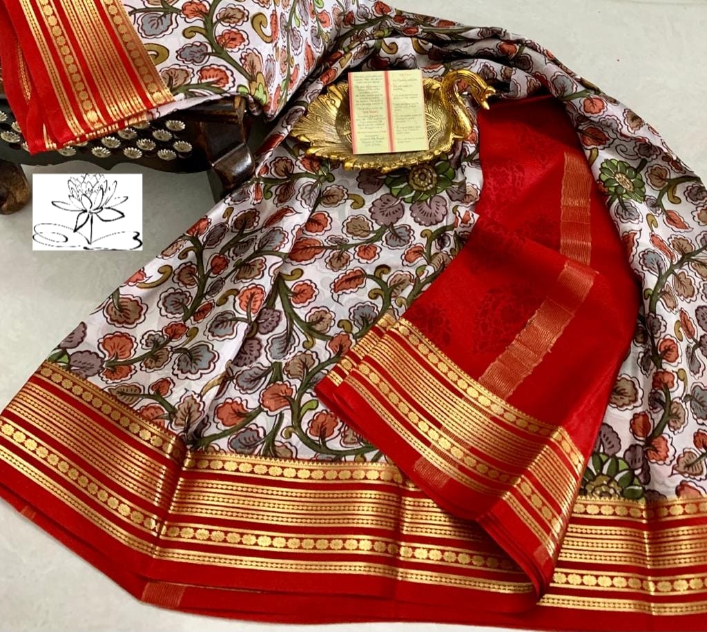 Digital print mysore crape silk sarees