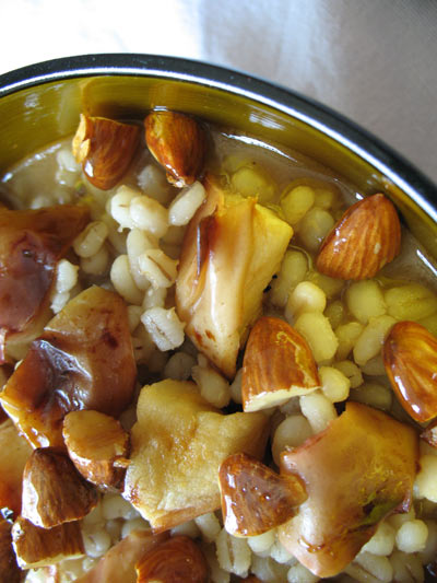 Barley Porridge with Honeyed Almonds and Roasted Apples