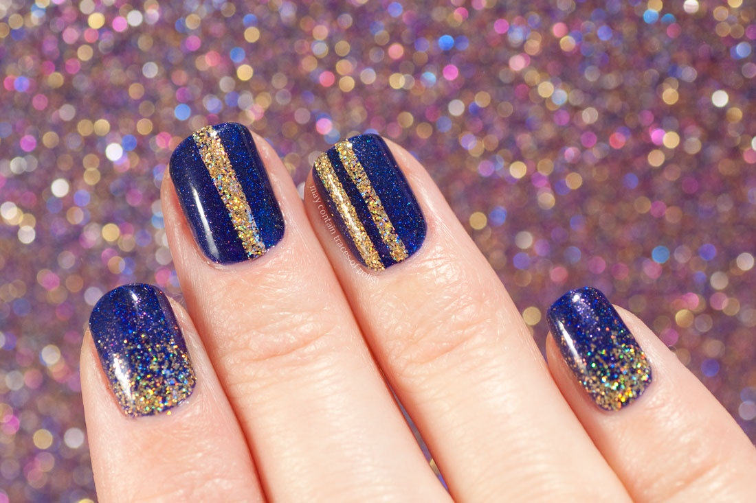 Simple Gold and Blue New Year's Eve Manicure with FUN Lacquer