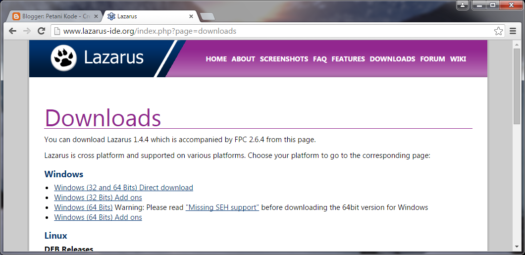 Download Link untuk windows