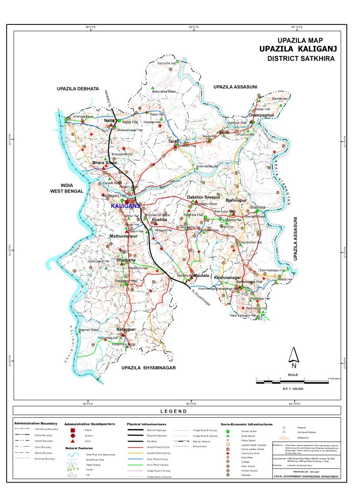 Kaliganj Upazila Map Satkhira District Bangladesh