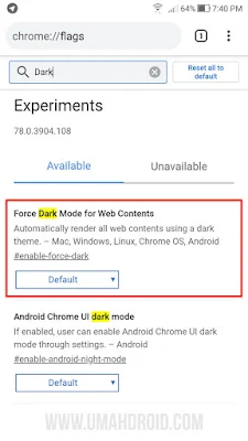 Enable Dark Mode for Web Content Chrome