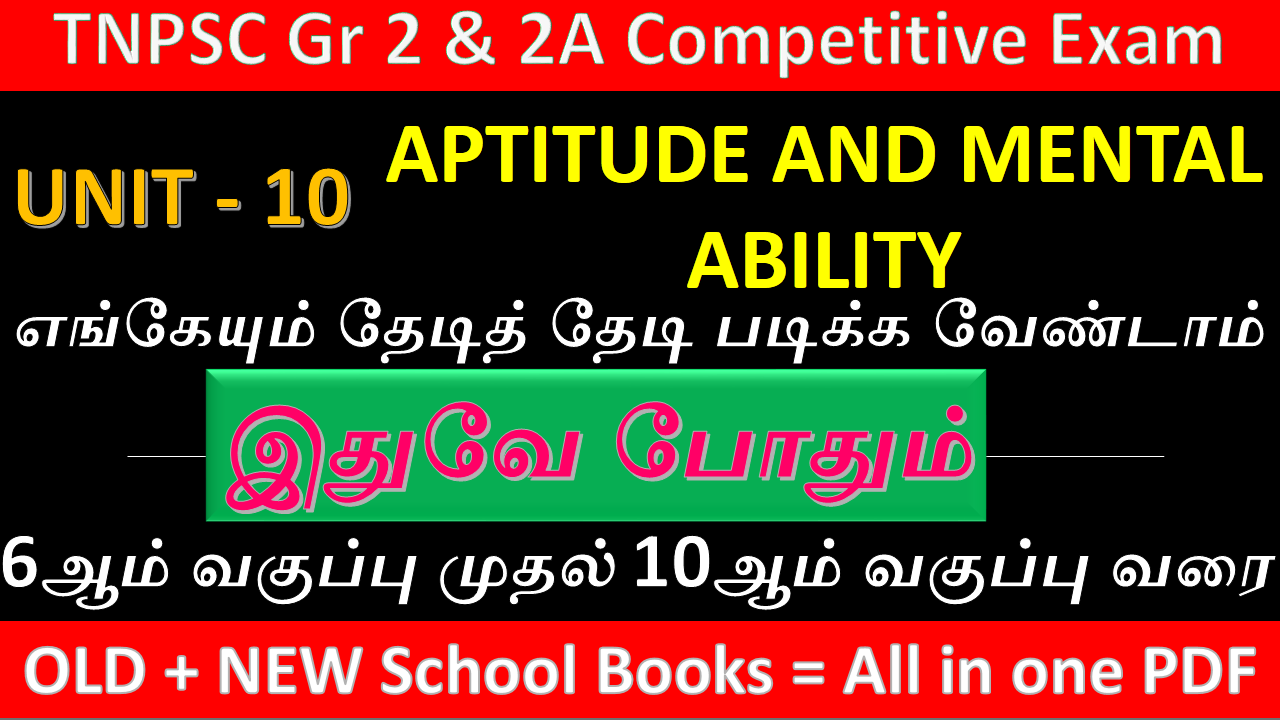 WE WINNERS TNPSC TNPSC GROUP 2 2A UNIT X APTITUDE AND MENTAL ABILITY 6th To 12th Old New