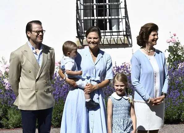 Crown Princess Victoria's dress is designed by Camilla Thulin and it is made especially for her. Victoria wore H & M sandals. Queen Silvia, Princess Estelle