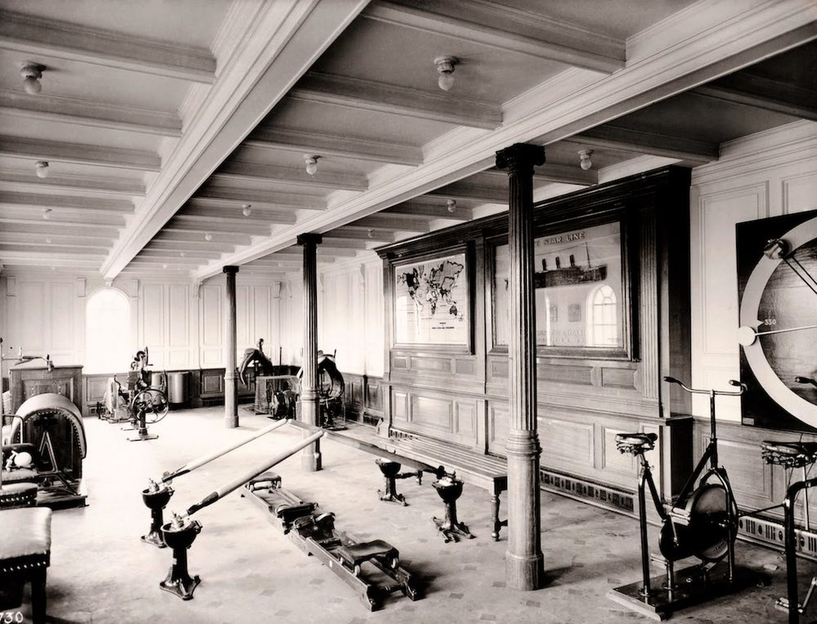 Pictures of the First Class Gyms on the Titanic and Cruise Liners From