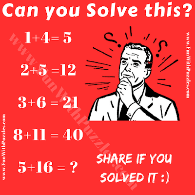It is tricky logical Maths Problem in which one has to find hidden logical pattern to solve the given logical equation