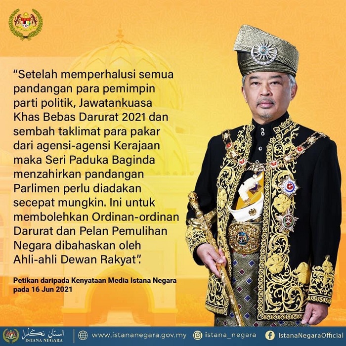 King Wants Malaysia Parliament To Convene