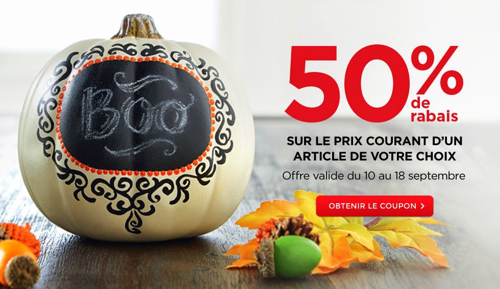 Michaels 50 de rabais sur le prix courant d'un article de vitre choix!