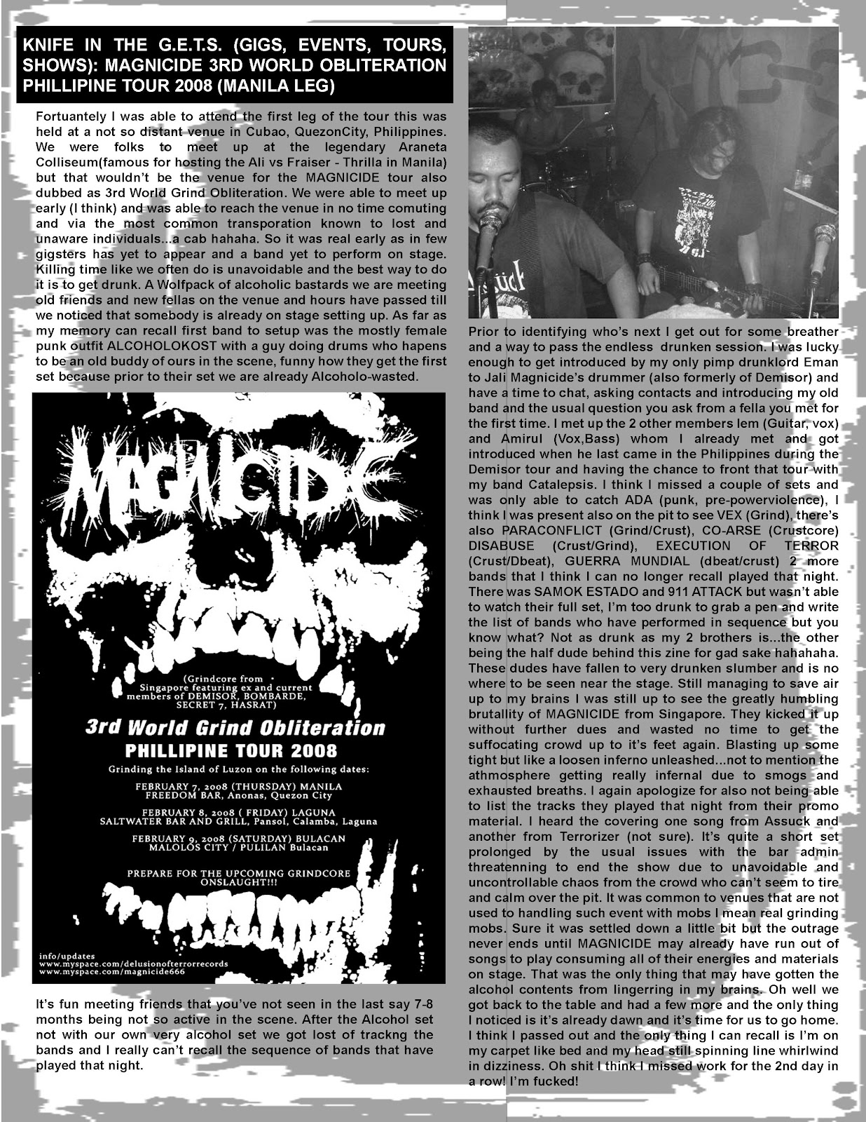KNIVES IN THE GUT: MAGNICIDE PHILIPPINE TOUR 2008 (3RD WORLD OBLITERATION)