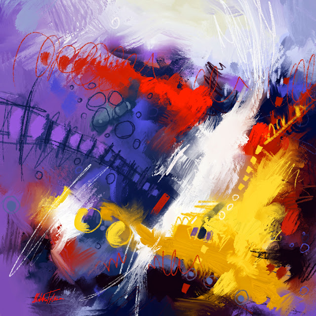 Shine through the sky digital colorful abstract painting by Mikko Tyllinen