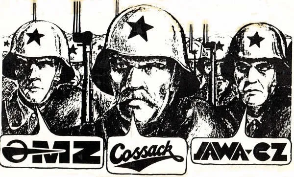 Before the dissolution of the Soviet Union, Cossack was a catch-all brand for the various Soviet marques sold in the west. Presumably this illustration was intended to make you want to buy one.