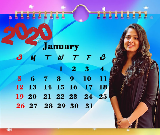 2020 January Calendar Anushka