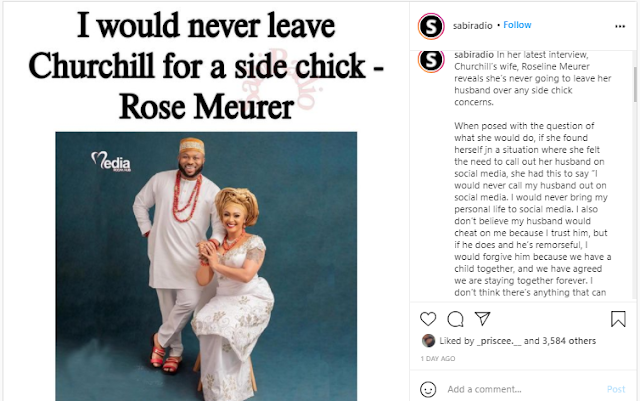 I'm the main sidechick, I will never leave him for anyone- Rosy Meurer gushes on her husband, Olakunle churchill