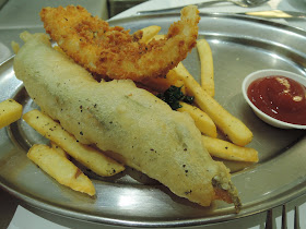 fish and chips;  calamari;  tank