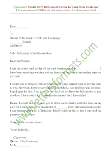 credit card settlement letter format
