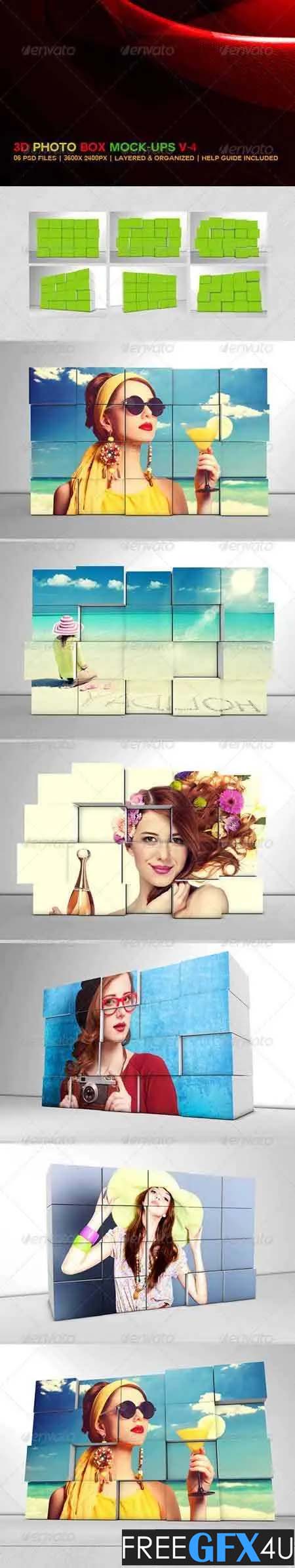 3D Photo Box Mockups Template Collection