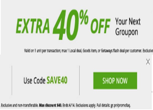 Groupon Flash Deal Extra 40% Off Promo Code