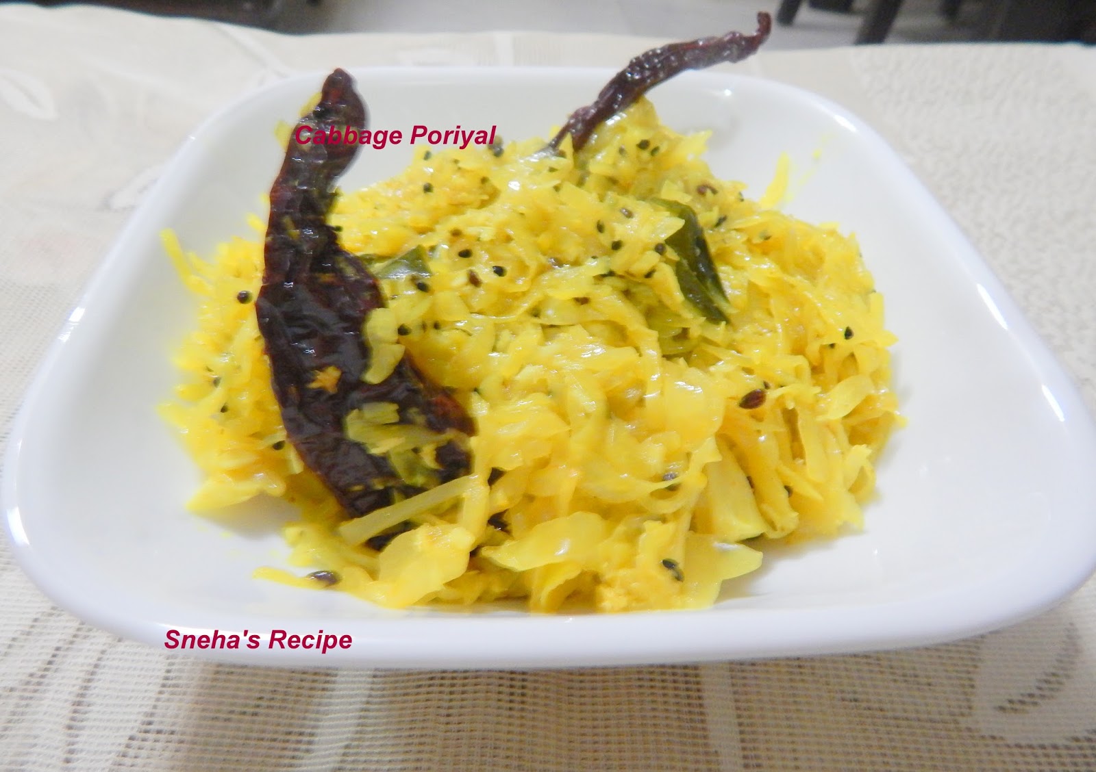 Cabbage Poriyal Sneha's Recipe