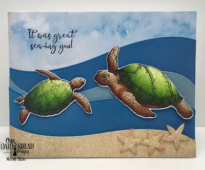 Our Daily Bread Designs Stamp/Die Duos: Turtle Love, Custom Dies: Bitty Blooms, Curvy Slopes, Paper Collections:By the Shore, Old Glory