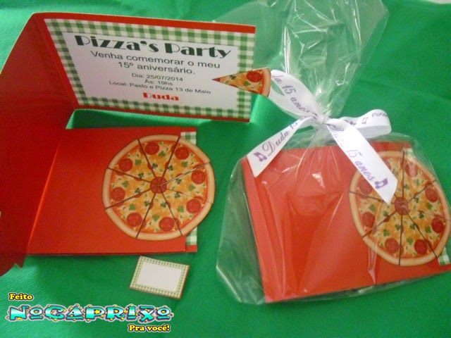 Convites Personalizados Impressos em Papel Coche - Pizza Party