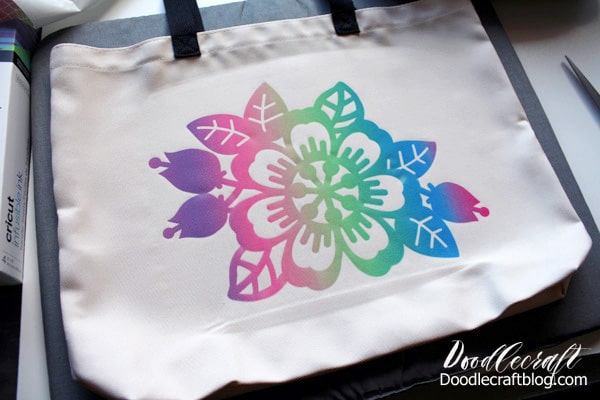 Rainbow Flower Cricut Infusible Ink Tote