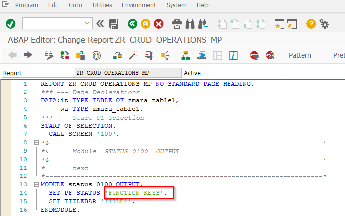 SAP ABAP Central: CRUD Operations in Module Pool
