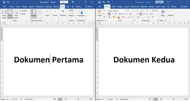 Cara Menampilkan Dua Dokumen Word Dalam 1 Layar