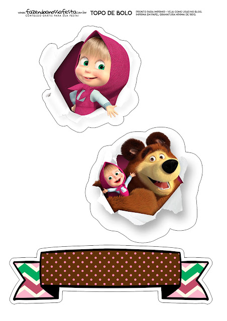 Masha and the Bear Party: Free Printable Cake Toppers. Masha and the Bear Party: Free Printable Cake Toppers.