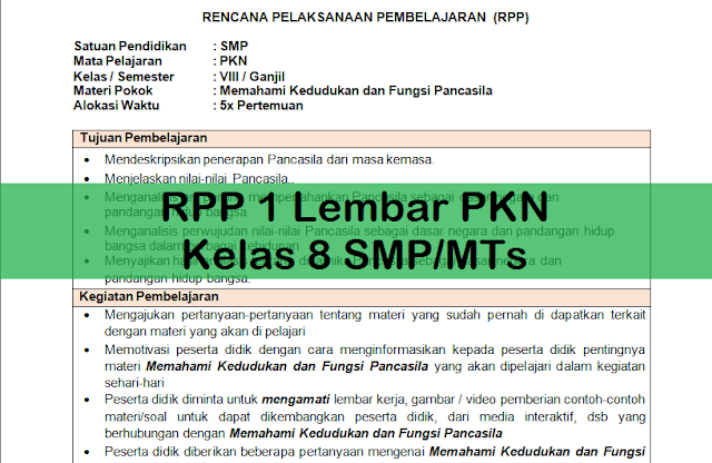 RPP 1 Lembar PKN Kelas 8 SMP/MTs