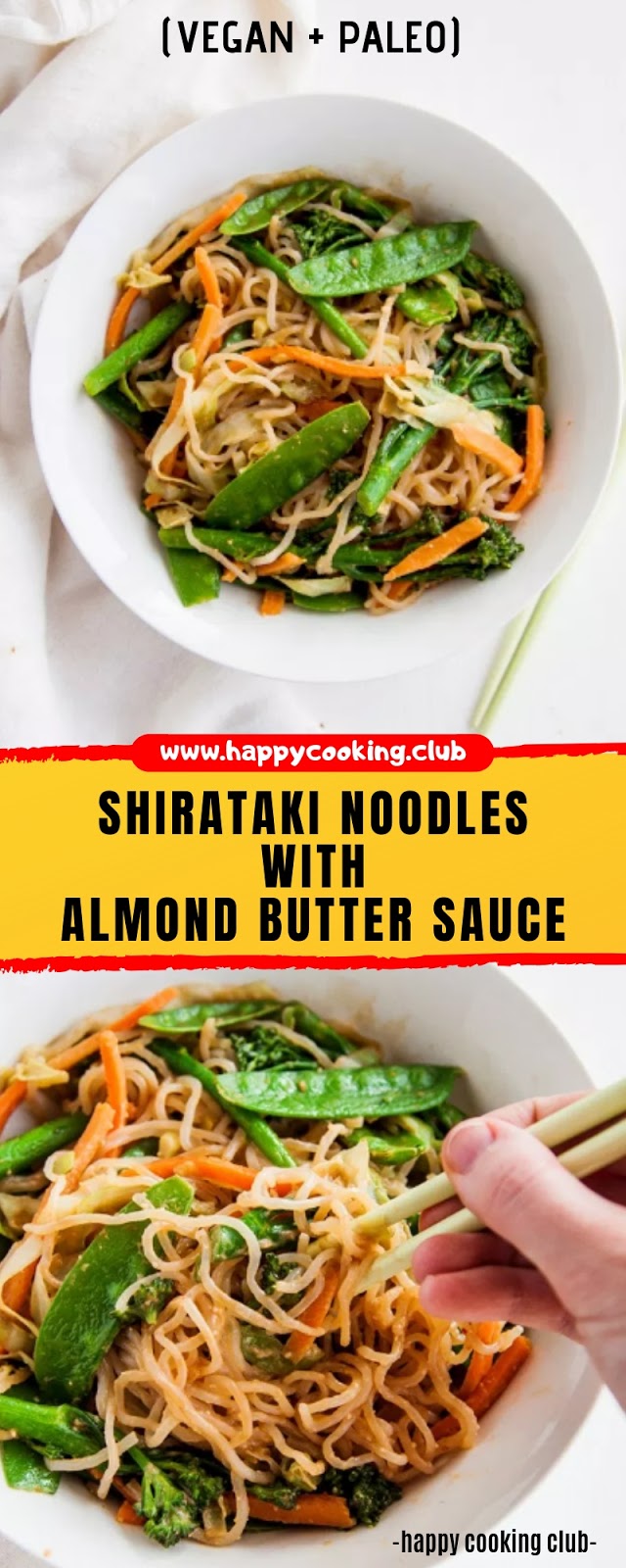 SHIRATAKI NOODLES WITH ALMOND BUTTER SAUCE (VEGAN + PALEO)