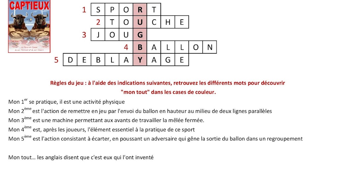 Avec Eux On Est Affranchi Mots Croises Rugby Y Toros, le blog: CHALLENGE MOTS CROISES RYT : REPONSES ET