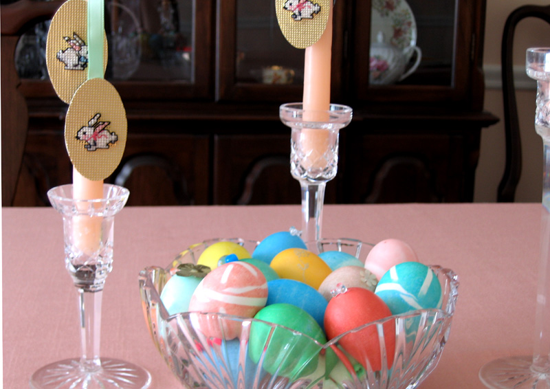 Cross Stitching on Paper Springtime Centerpiece