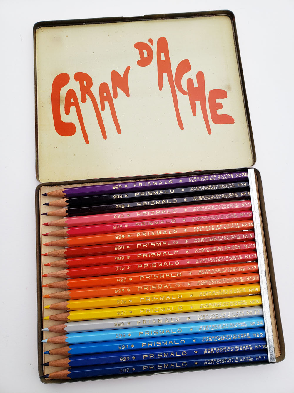 Fueled by Clouds & Coffee: Vintage Colored Pencils: Nearly Antique Caran  d'Ache Prismalo?