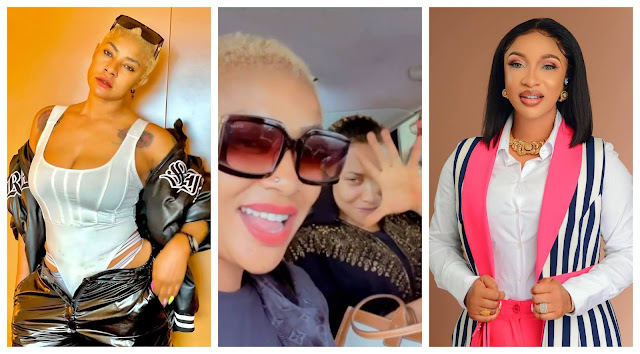 Tonto Dikeh and Angela Okorie Spotted singing Ric Hassani’s song 'Thunder fire you' weeks after her break up with Prince Kpokpogri (Video)